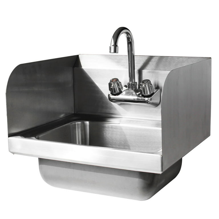 silver side splash proof Details about   17"commercial stainless steel wall mounted wash basin